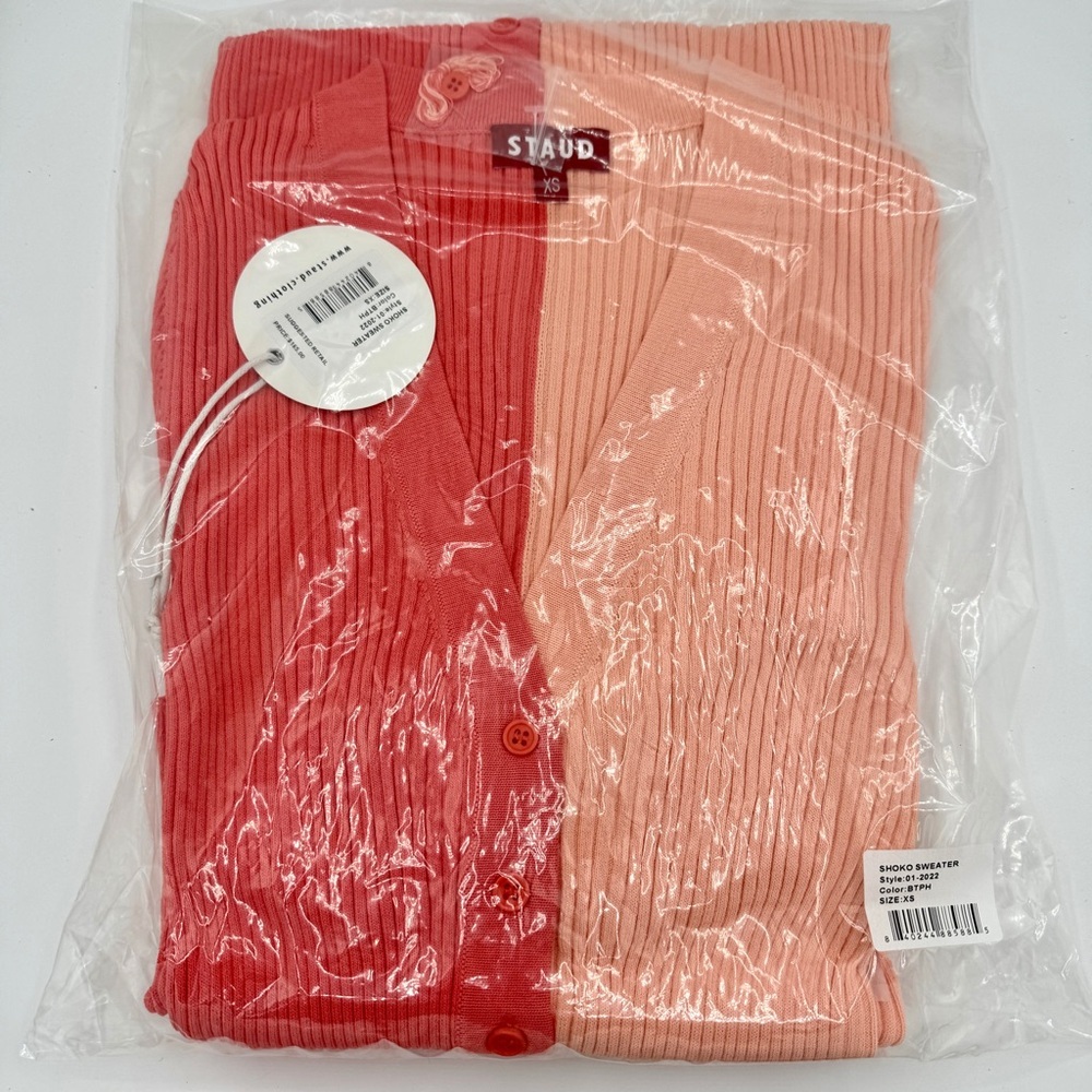 NWT Staud Shoko Sweater Dress in Bittersweet Peach Light Pink Blush Button Down - Picture 12 of 16